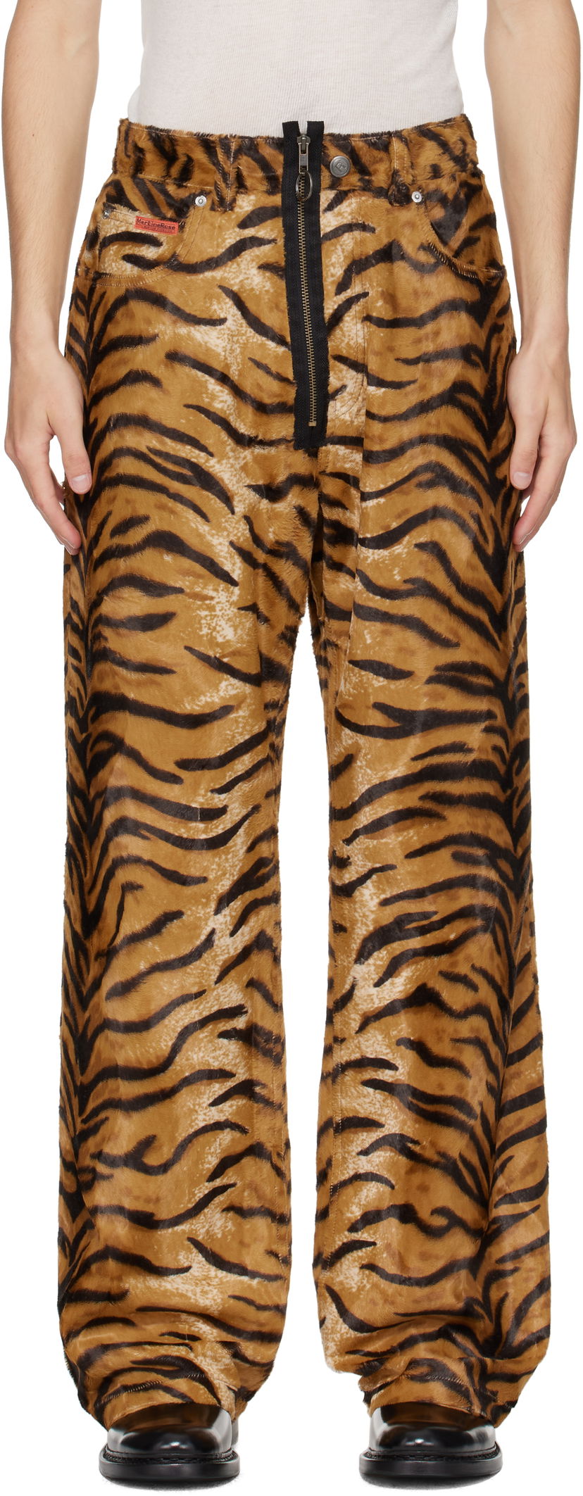 Nohavice Martine Rose Martine Rose Zip Tiger Print Trousers Hnedá | 248WF06719