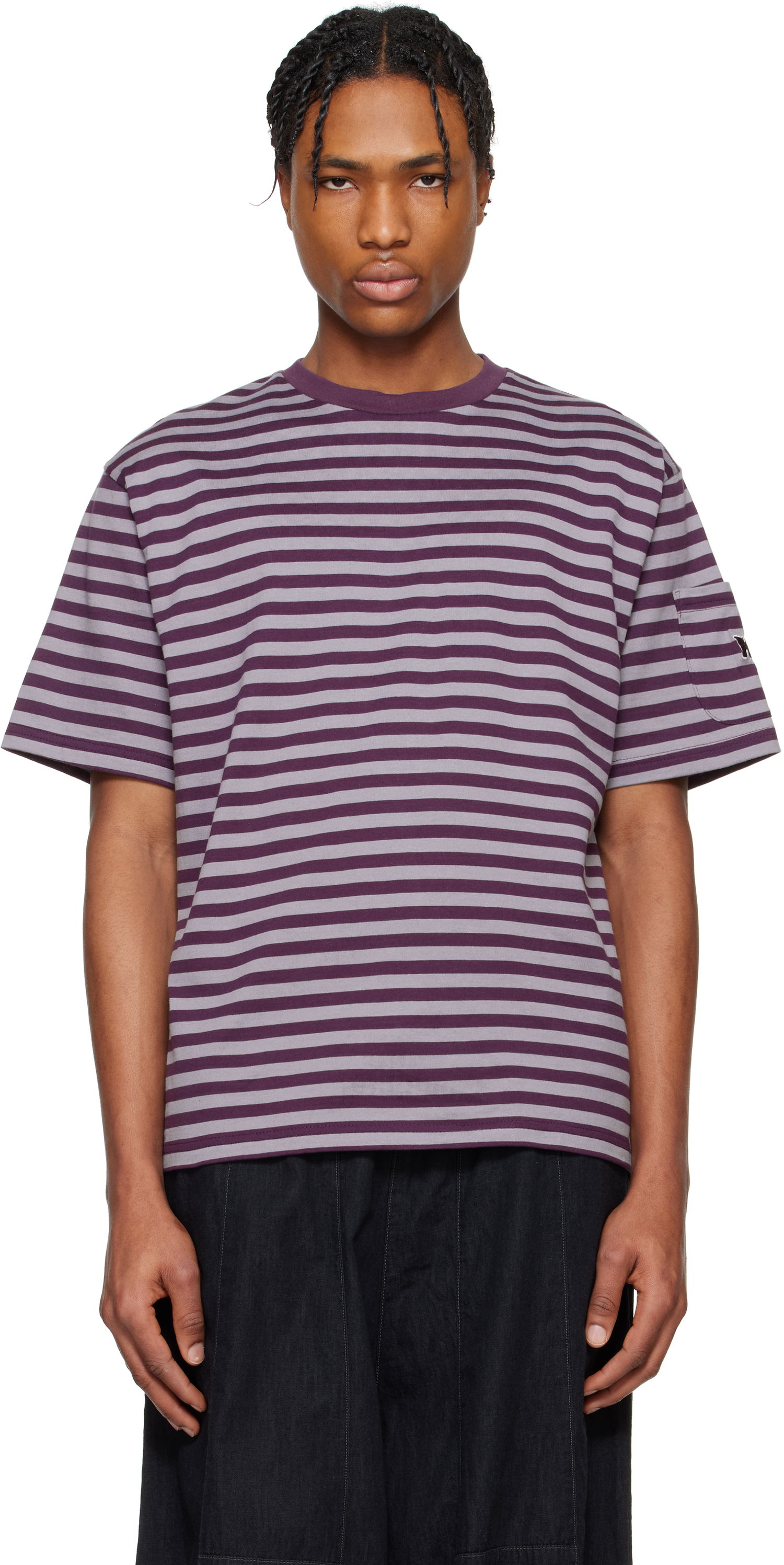 Tričko Needles NEEDLES Cotton Stripe T-Shirt Fialová | QV364, 0