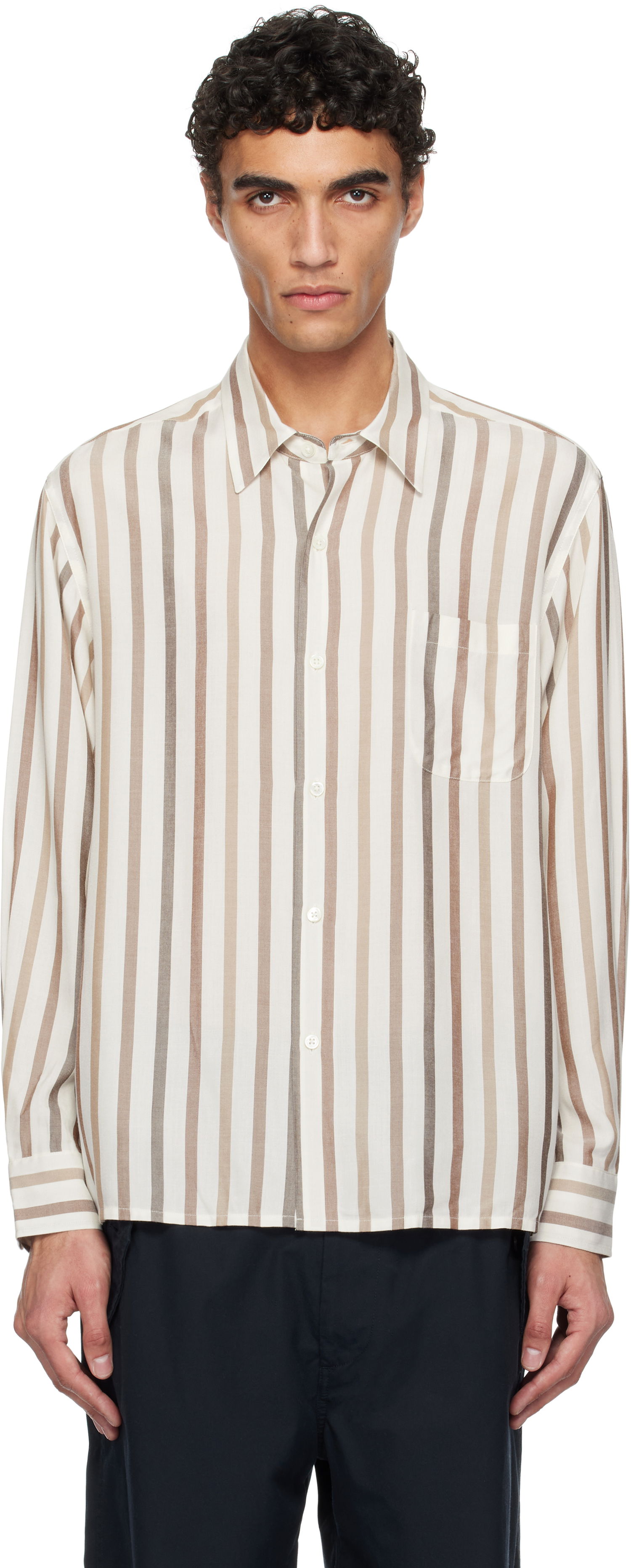 Košeľa WACKO MARIA WACKO MARIA Striped Regular Collar Shirt Béžová | 25SSE-WMS-RC01, 0