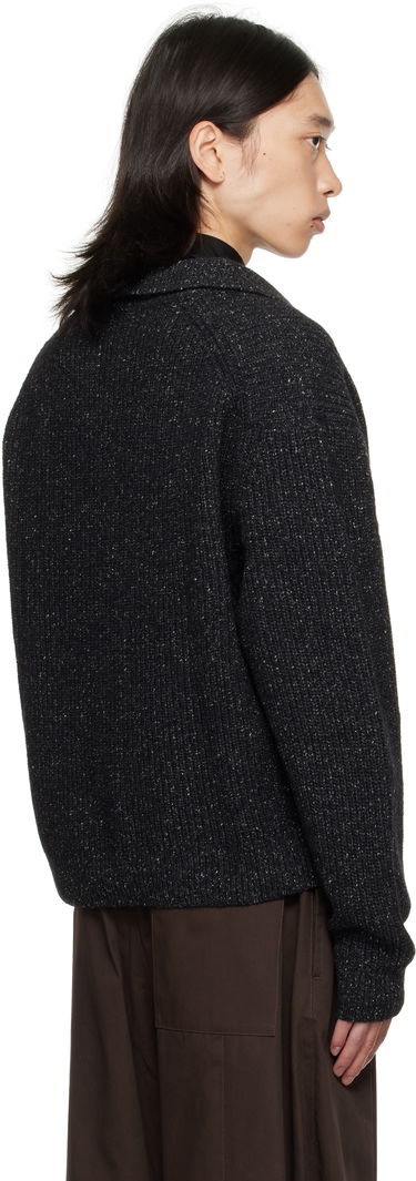 Sveter sage NATION SAGE NATION Knit Polo Sweater Čierna | S098 POLO WOOL SPECKLED CHARCO, 2