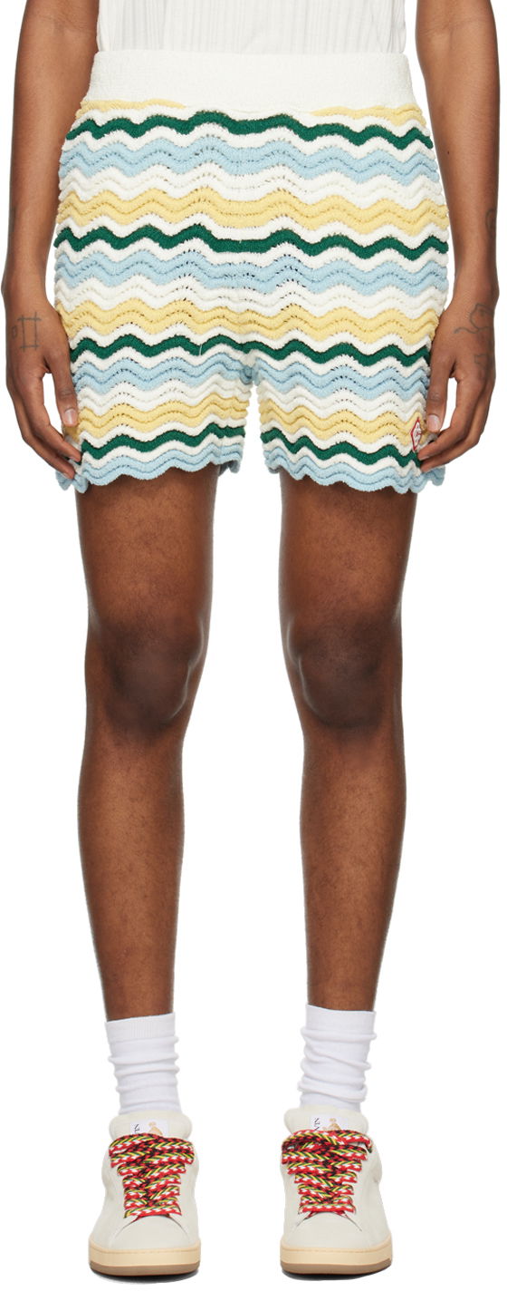 Šortky Casablanca Wavy Bouclé Shorts Zelené | MPS24-KW-601-01