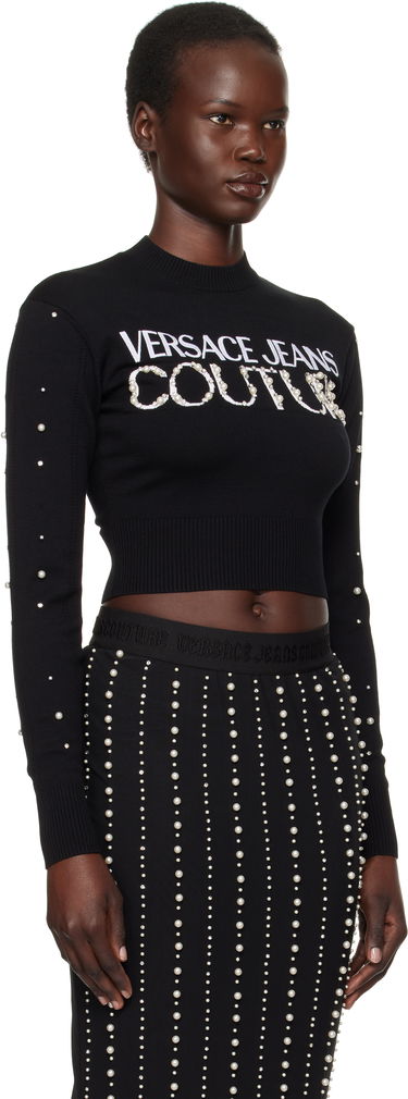 Sveter Versace Embellished Logo Cropped Sweater Čierna | E77HAFM30_ECMN60, 1
