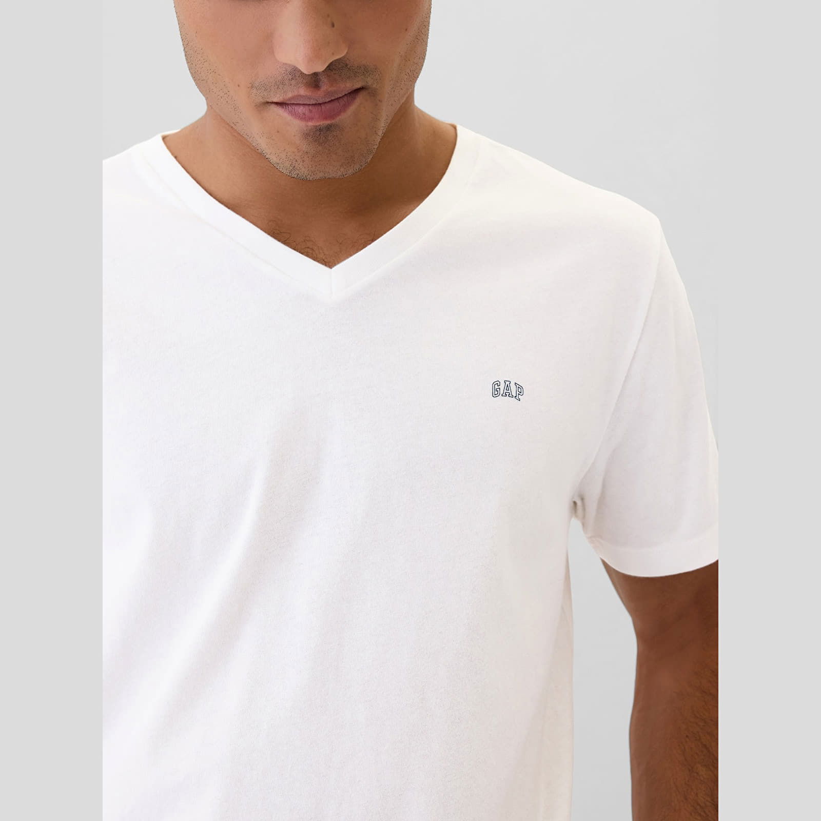 T-shirt Micro Logo Vneck Tee White Global S