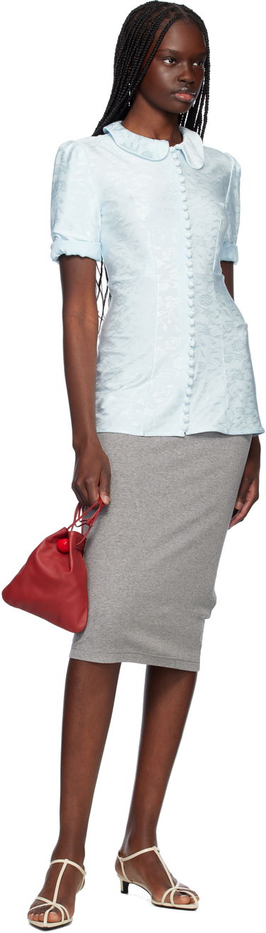 Košeľa Jil Sander Jil Sander Fluid Viscose Jacquard Blouse Modrá | J03NF0001_J20297, 3