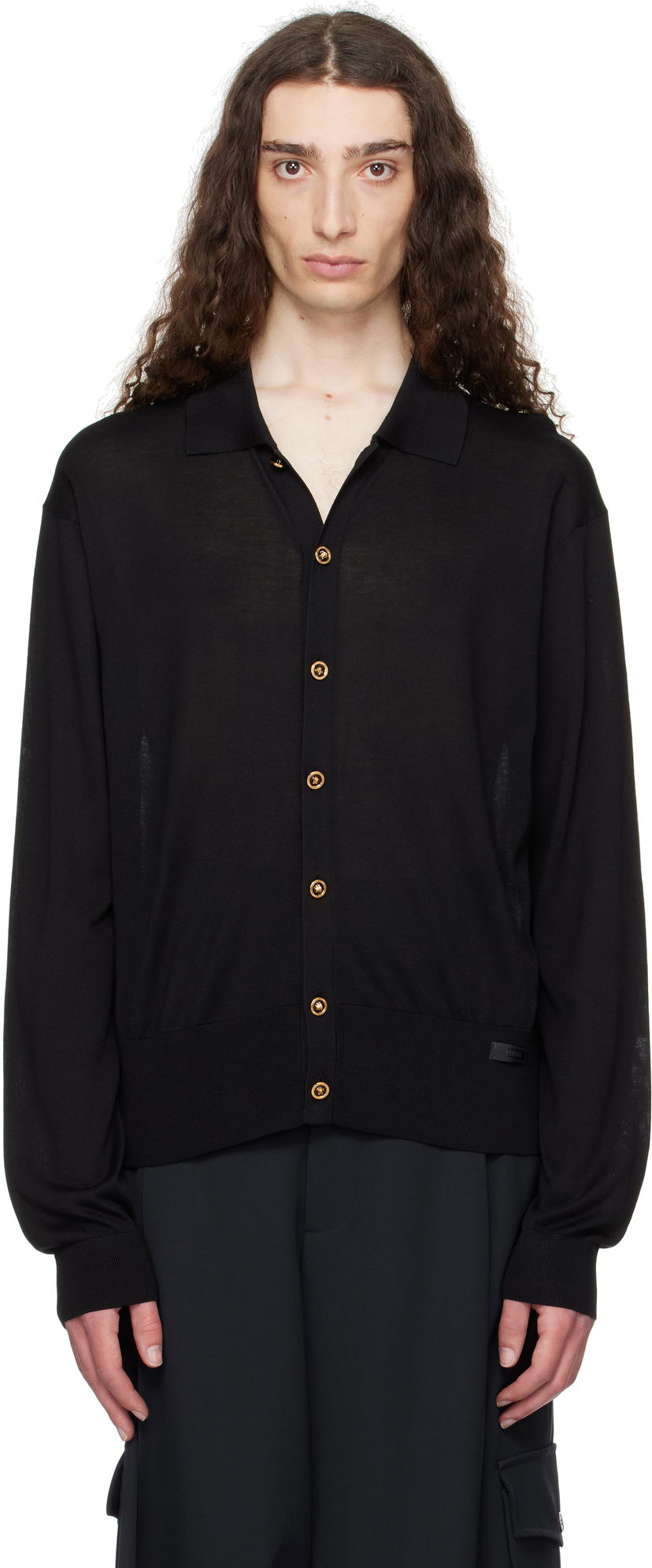 Sveter Versace Versace Knit Silk Cardigan Čierna | 1020281_1A12273