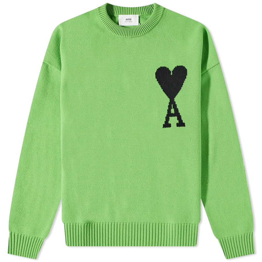 Sveter AMI Large A Heart Crewneck Sweater Zelené | UKS002-018-324, 0