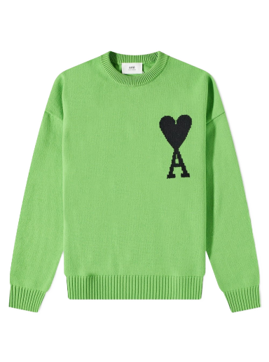 Sveter AMI Large A Heart Crewneck Sweater Zelené | UKS002-018-324