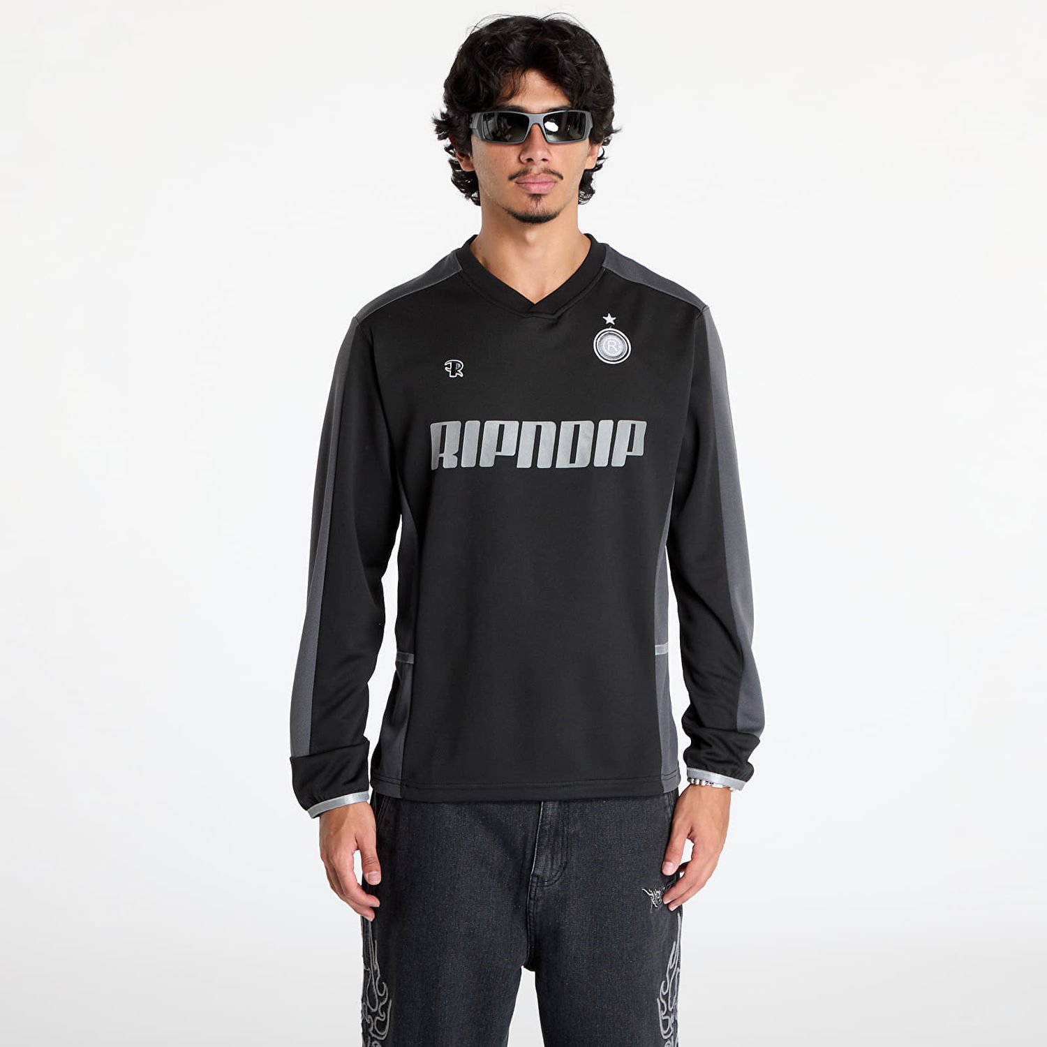 Dres RIPNDIP Jersey Fc Long Sleeve Soccer Jersey Black/ Light Blue S Čierna | RNDFAL24105, 0