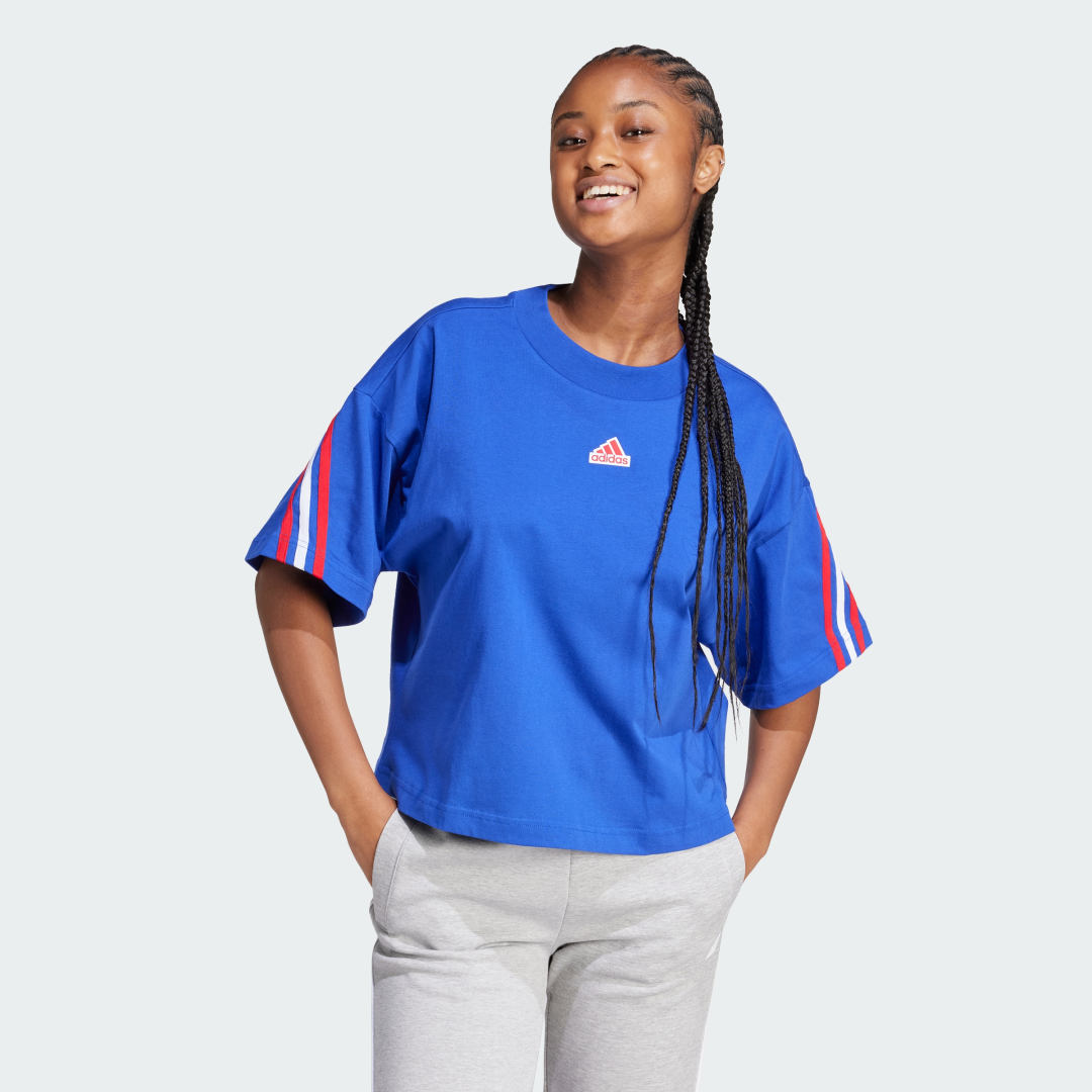 Crop Top adidas Performance 3-Stripes Cropped Sport T-Shirt Modrá | IS8340, 0