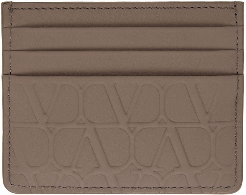 Garavani Embossed Card Holder "Taupe"