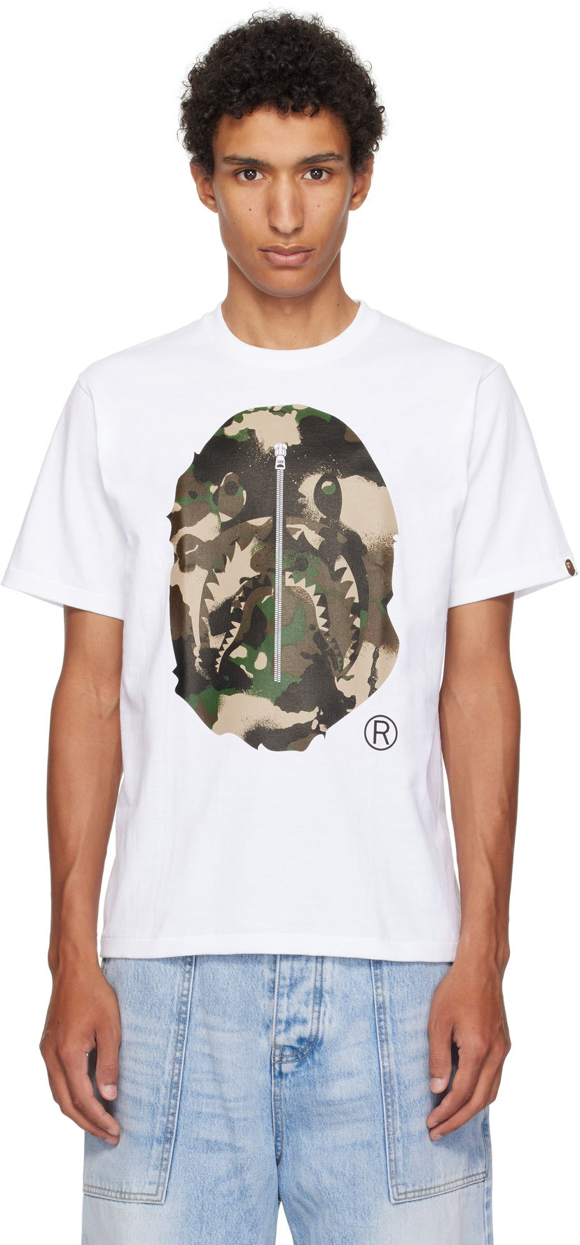 Tričko BAPE A Bathing Ape Map Camo Ape Head Shark T-Shirt Biela | 001TEL301023M