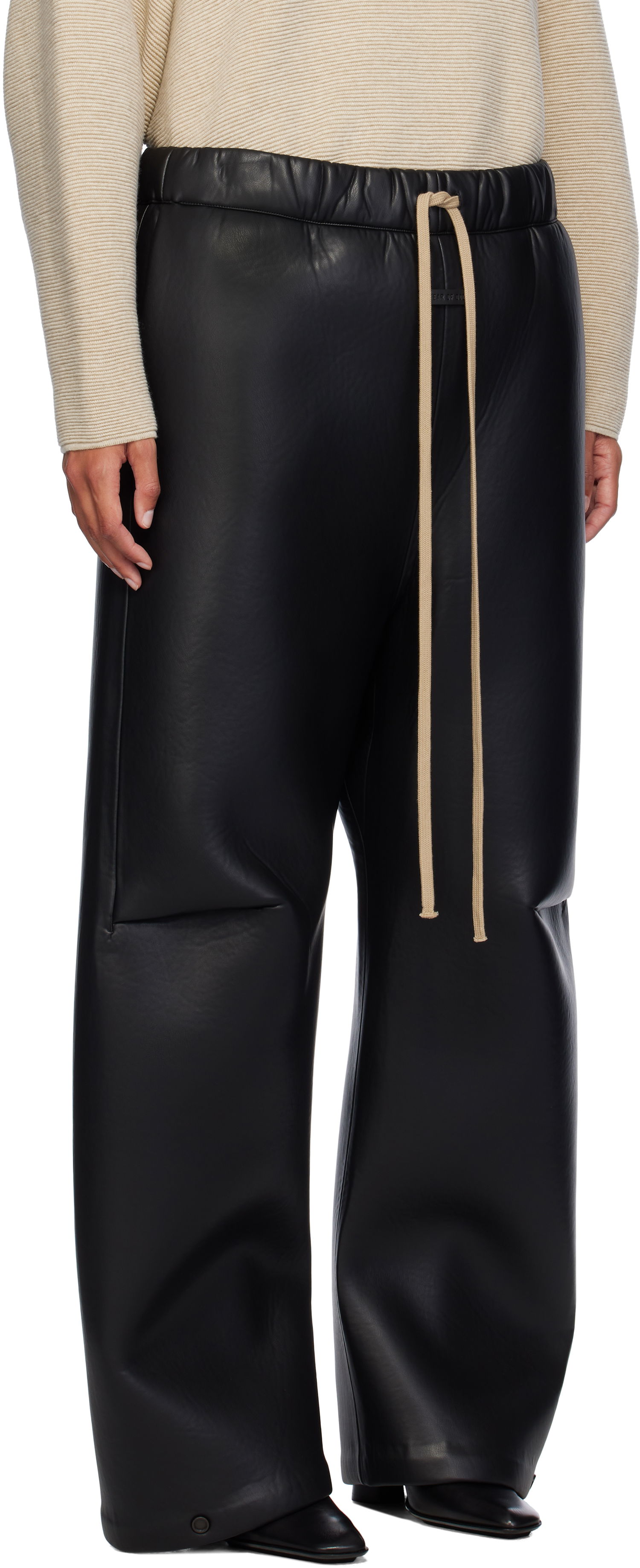 Nohavice Fear of God Fear of God Neoprene Knee Pleat Wide Leg Faux-Leather Trousers Čierna | FG840-318PCN, 1