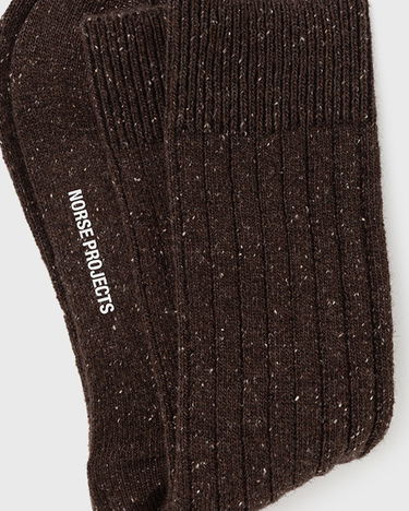 Ponožky NORSE PROJECTS Bjarki Neps Wool Rib Sock Hnedá | N82-0008-9024, 1