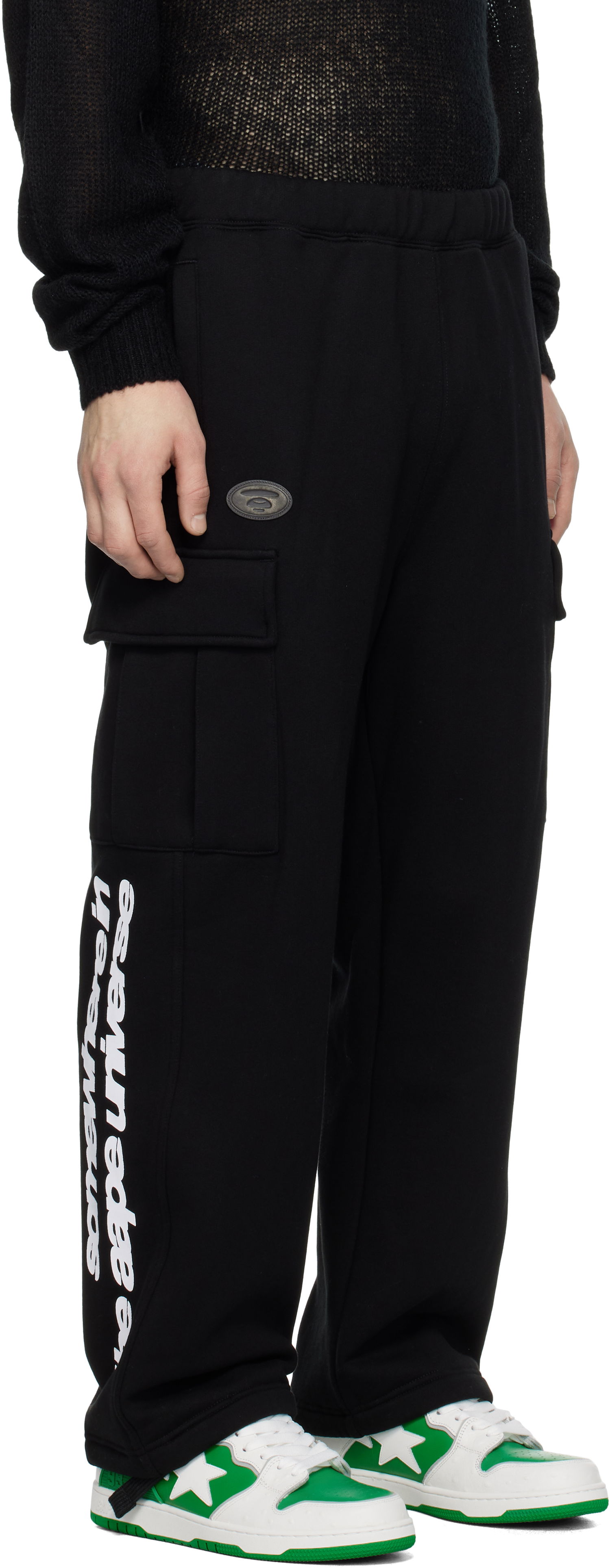 Tepláky AAPE by A Bathing Ape AAPE by A Bathing Ape Moonface Logo Cargo Sweatpants Čierna | AAPPTMB643XXNBKX, 1