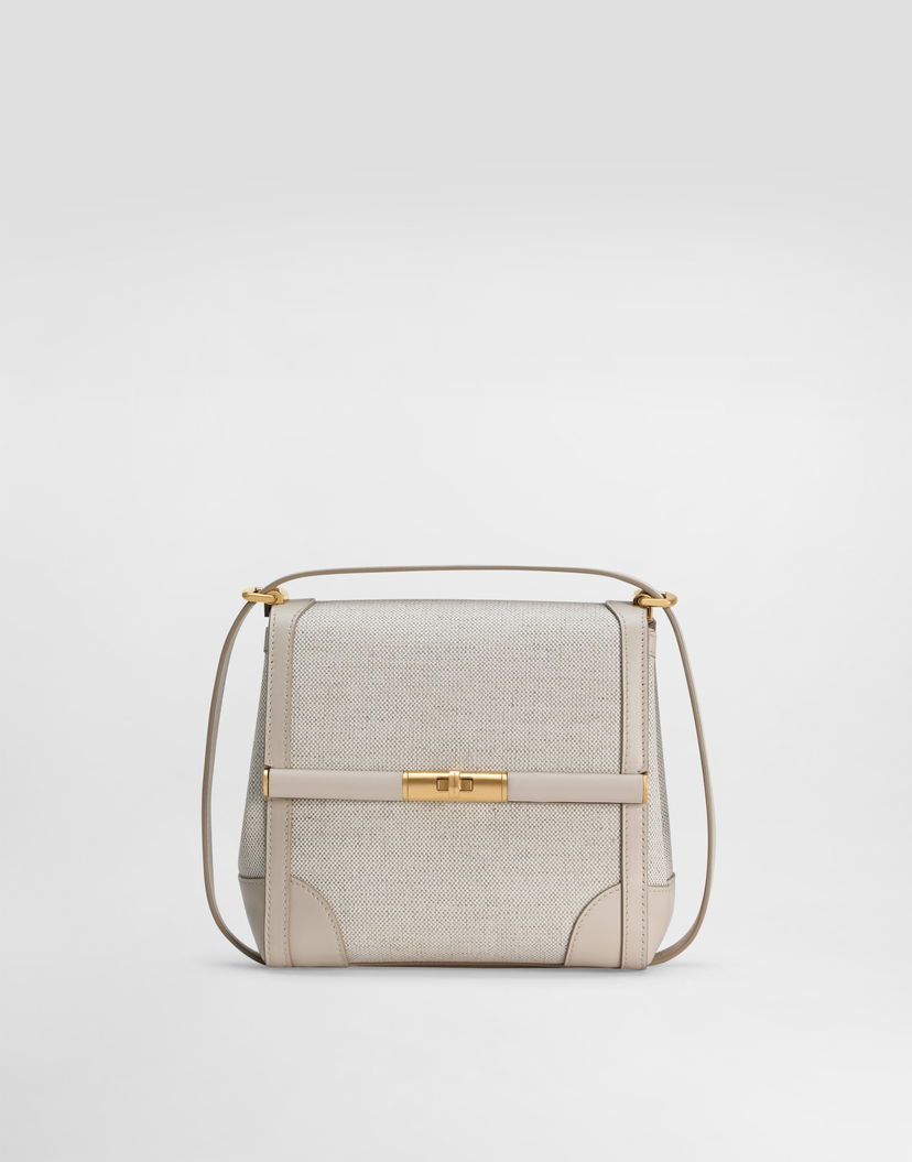 Taška cez rameno Dolce & Gabbana Dolce & Gabbana Marlene Fabric and Calfskin Shoulder/Crossbody Bag Béžová | BB7726A9AC88M043