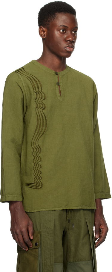 Košeľa Maharishi Maharishi Kurta Embroidered Henley Shirt Zelené | 6053, 1