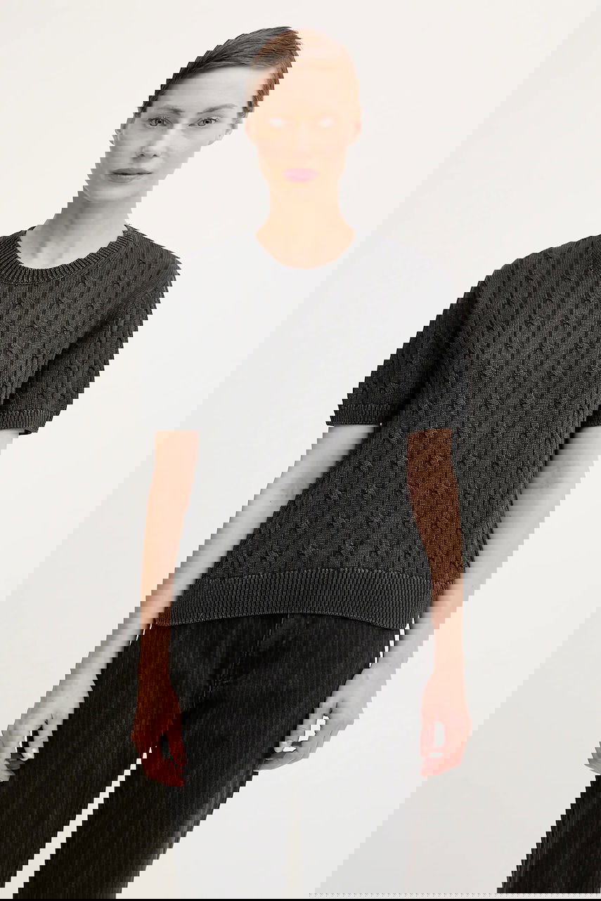 Sveter Carhartt WIP Carter Cotton Cable Knit Short-Sleeve Sweater Šedá | I035181.89GD, 0