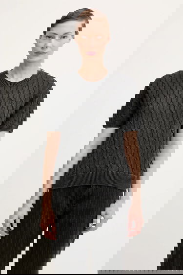 Sveter Carhartt WIP Carter Cotton Cable Knit Short-Sleeve Sweater Šedá | I035181.89GD, 0