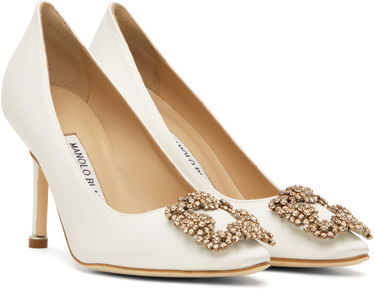 Šperky Manolo Blahnik Manolo Blahnik Hangisi Satin Pumps Biela | 9XX-0668, 3