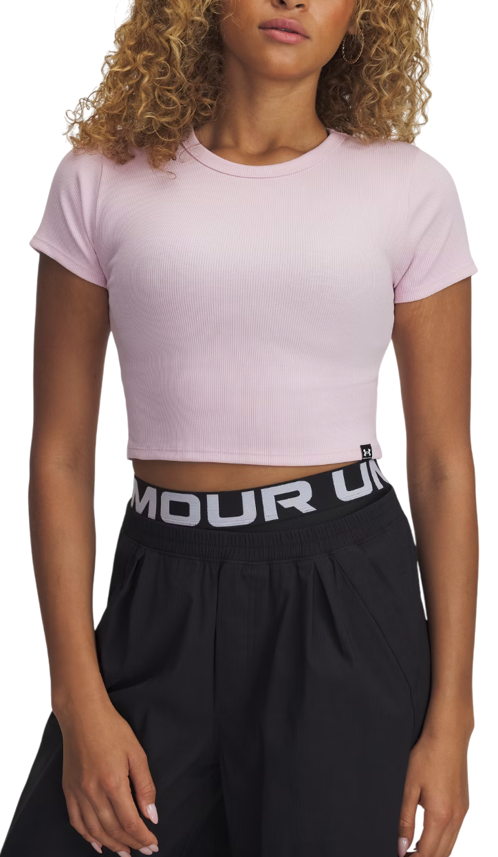 Crop Top Under Armour Under Armour UA Rival Rib Cropped T-Shirt Ružová | 6000264-647, 0