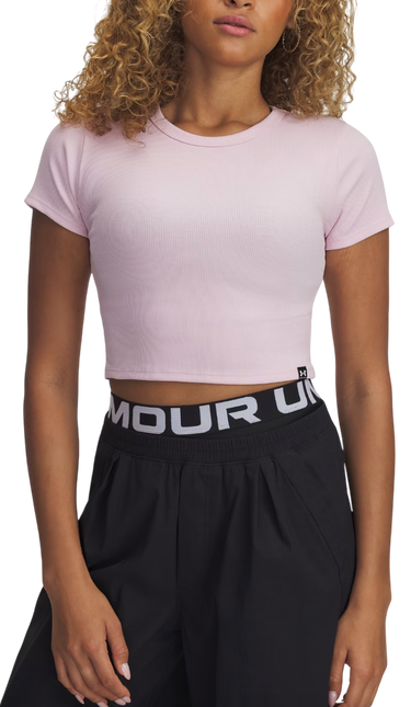 Crop Top Under Armour Under Armour UA Rival Rib Cropped T-Shirt Ružová | 6000264-647, 0