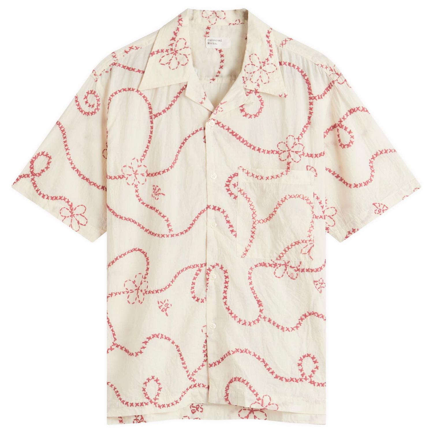 Košeľa Universal Works Universal Works Kantha Cotton Camp Shirt, Size Medium Biela | 32155-ECT, 1