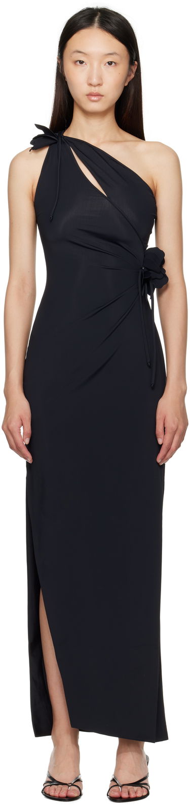 Šaty Coperni Coperni Asymmetric Flower Maxi Dress Čierna | COPR213F5021, 0
