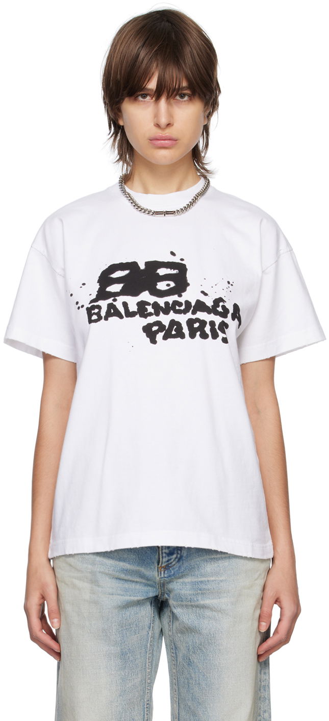 Tričko Balenciaga Hand Drawn BB Icon Biela | 612965 TNVN4, 0