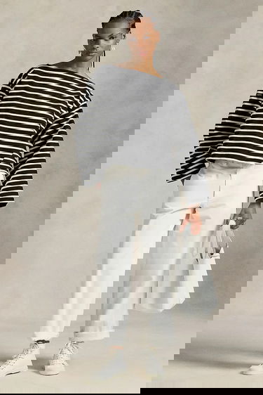 Tričko Polo by Ralph Lauren Polo Ralph Lauren Striped Cropped Long Sleeve T-Shirt Čierna | 211959103, 2