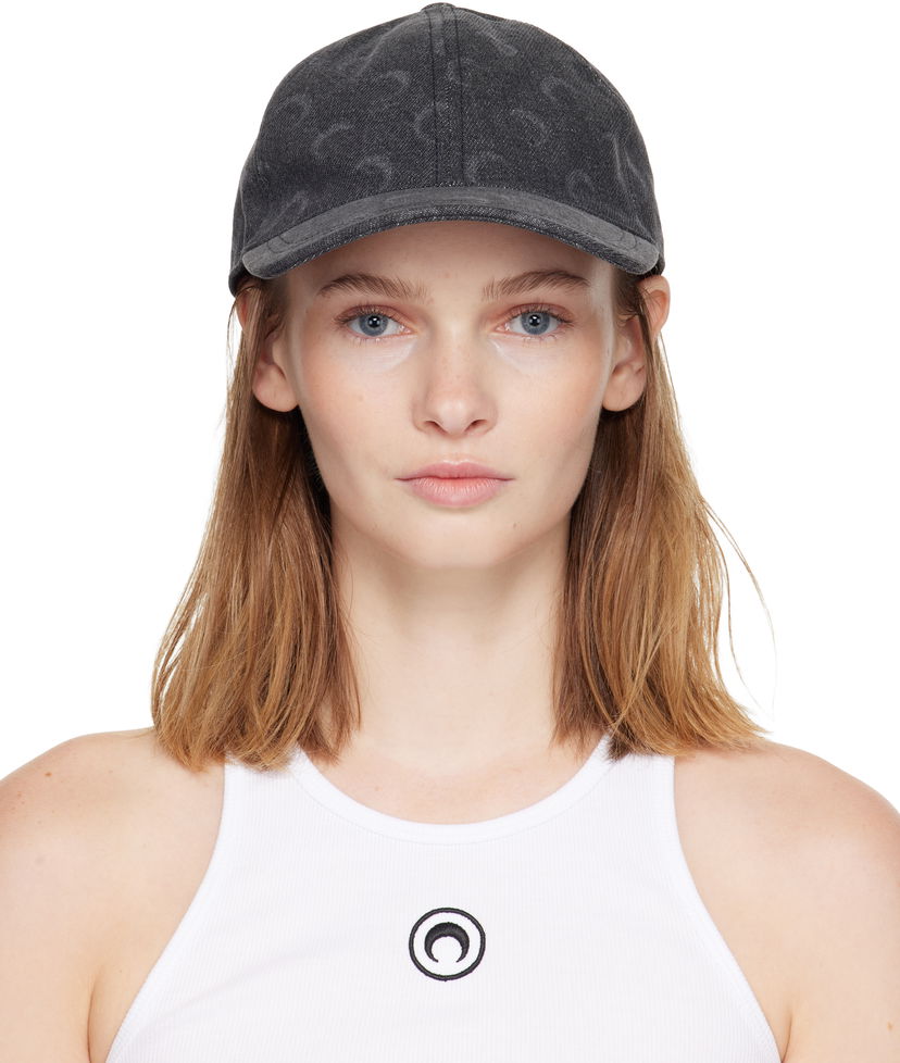 Šiltovka Marine Serre Moon Laser Denim Baseball Cap Šedá | UHG048ACDEN0006