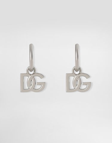 Náušnice Dolce & Gabbana Hoop Earrings With Dg Logo Pendants Metal Onesize Metalická | WEN5L3W111187655, 0