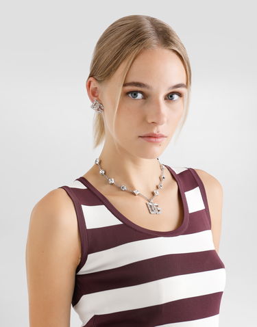 Náhrdelník Dolce & Gabbana Fine Link Necklace With Rhinestone DG Logo Šedá | WNR2L1W111187655, 1