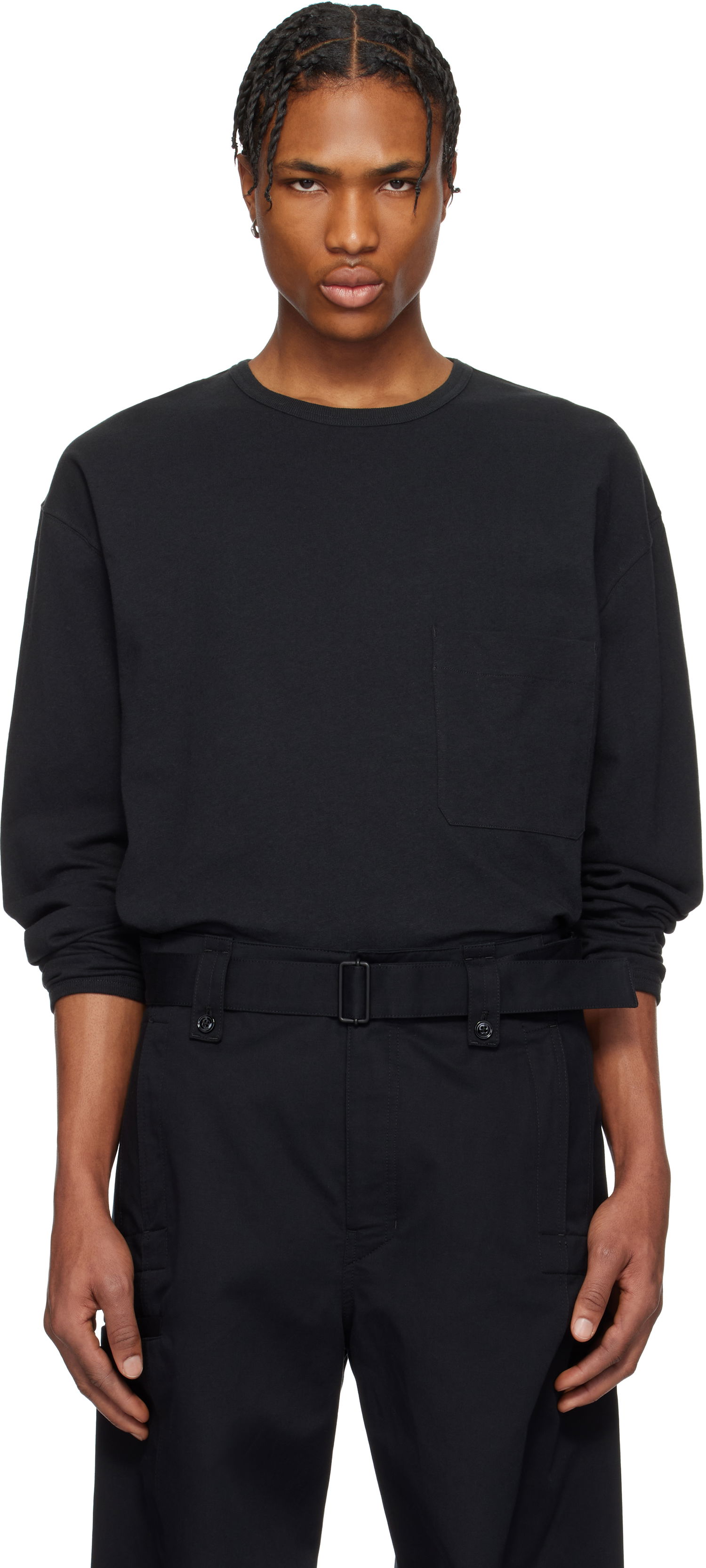 Tričko LEMAIRE Lemaire Boxy Pocket Long Sleeve T-Shirt Čierna | TO1340 LJ1010, 0