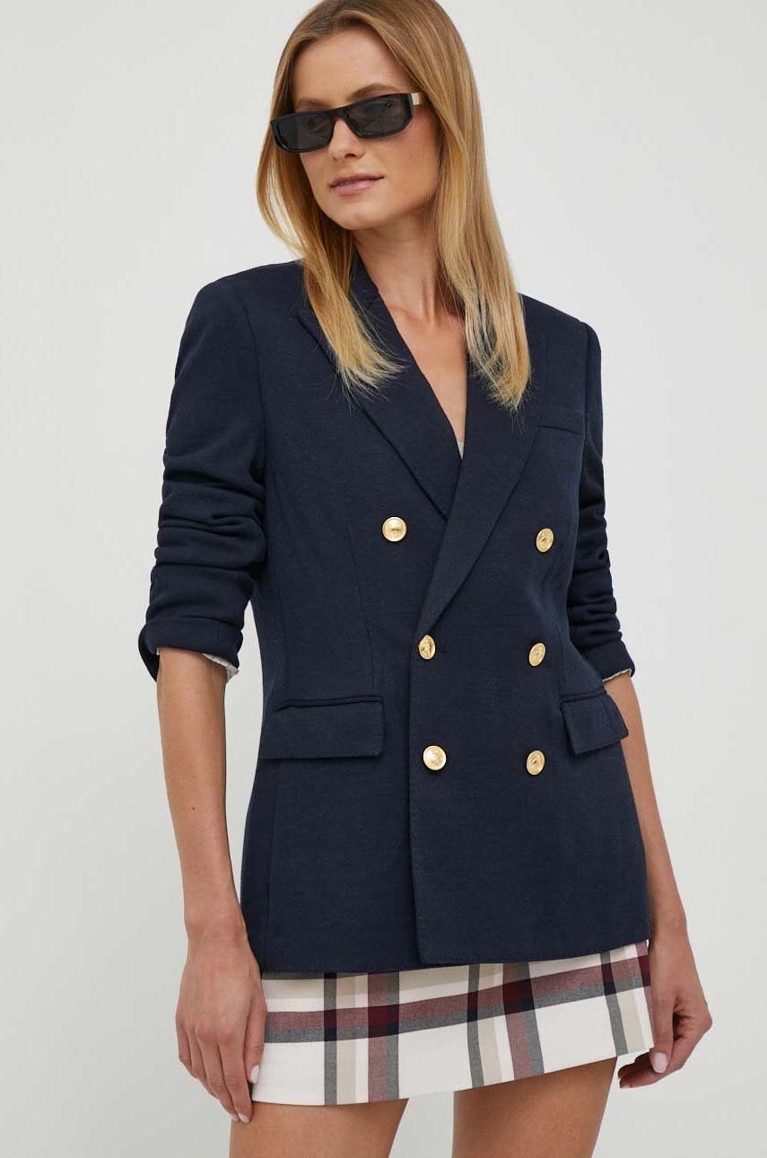 Bunda Polo by Ralph Lauren Double-Breasted Wool-Blend Blazer Navy | 211910134, 0