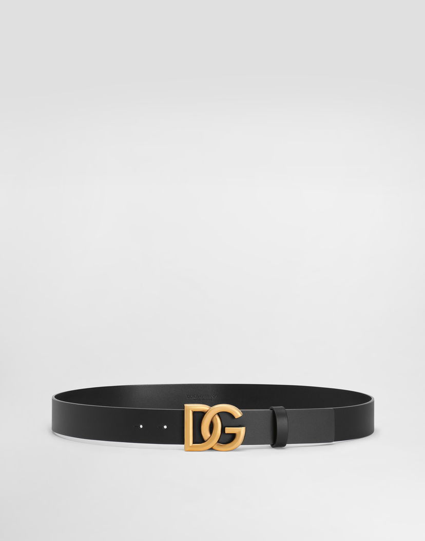 Opasok Dolce & Gabbana Lux Leather Belt With Crossover Dg Logo Buckle Čierna | BC4644AX6228E831