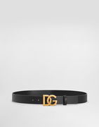 Lux Leather Belt With Crossover Dg Logo Buckle