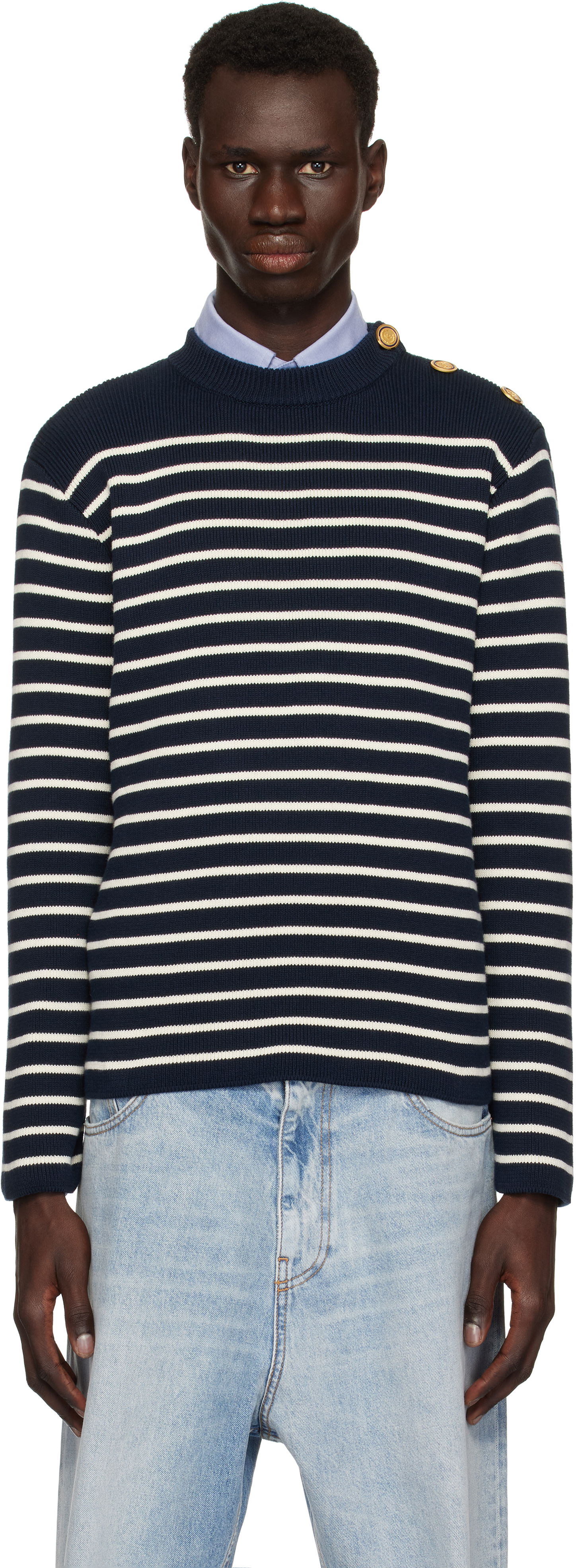 Sveter Valentino Valentino Striped Sweater Navy | 6V3KC33MAR6, 0