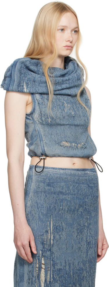 Sukňa Diesel Diesel De-Vania-Fsg Distressed Denim Cowl Neck Top Modrá | A18944 068RQ, 1