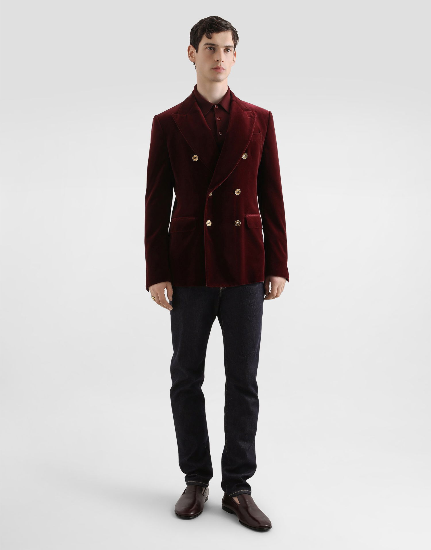 Polo tričko Dolce & Gabbana Dolce & Gabbana Fine-Gauge Wool Long Sleeve Polo Shirt Vínová | GXZ25TJDVBVF0130, 1