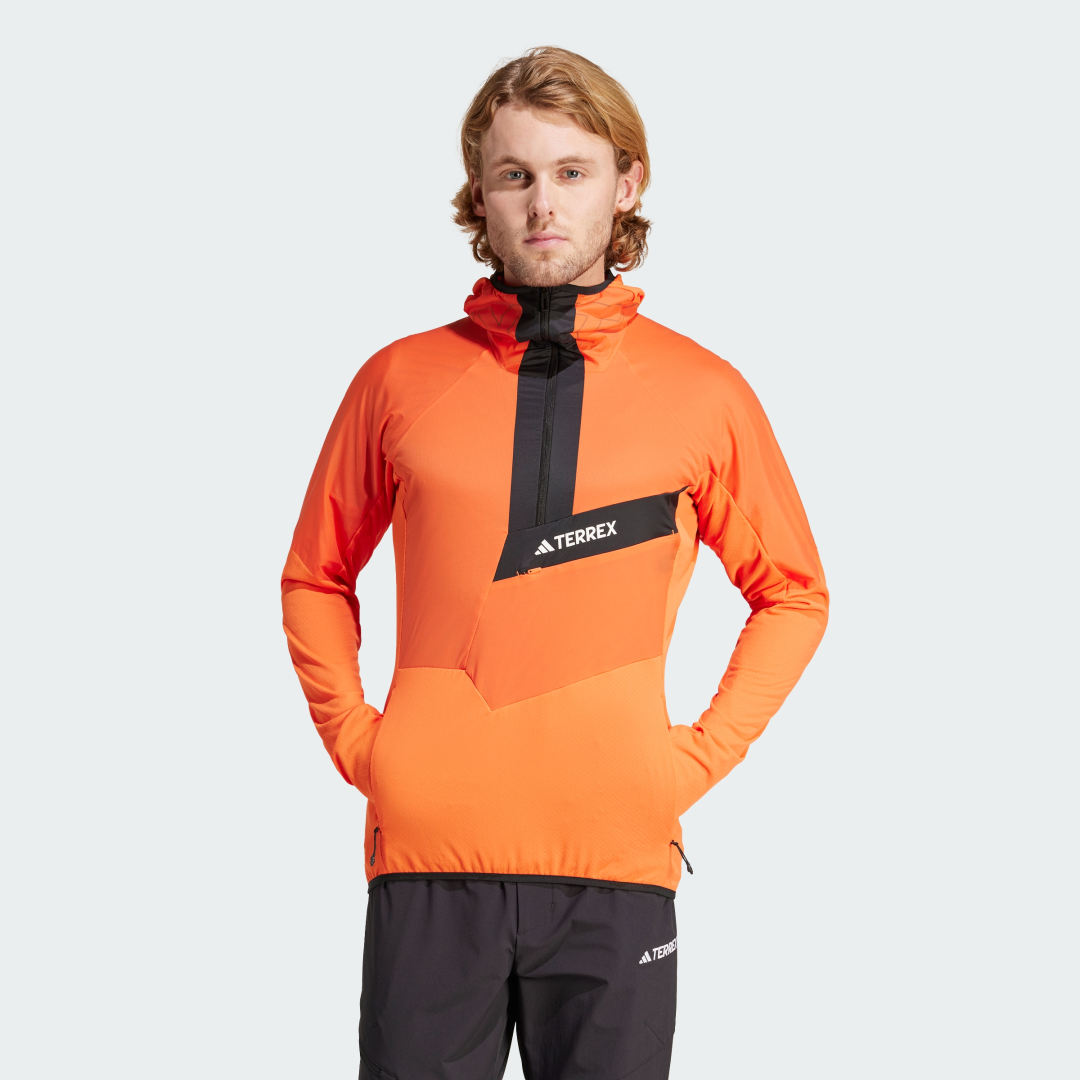 Sveter adidas Performance TERREX Bunda Techrock Ultralight 1/2-Zip Hooded Fleece Oranžová | IN7007, 0