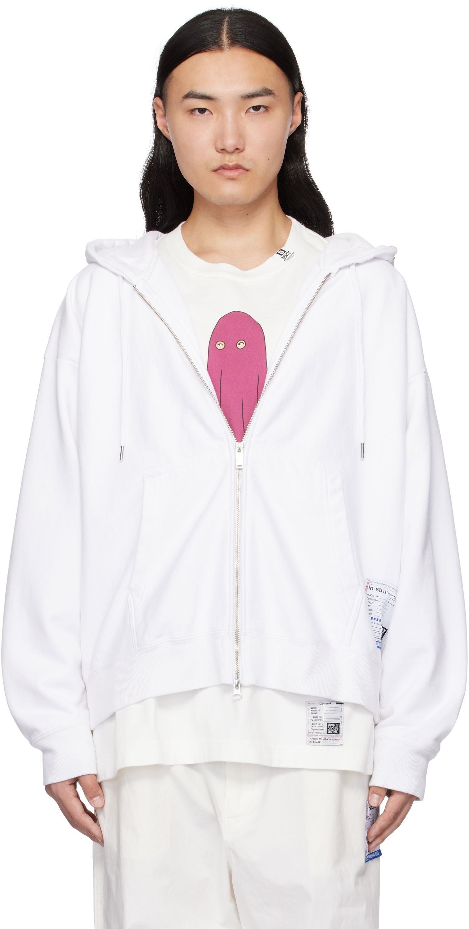 Mikina Maison MIHARA YASUHIRO Zip Parka Hoodie Biela | I13PK521, 0