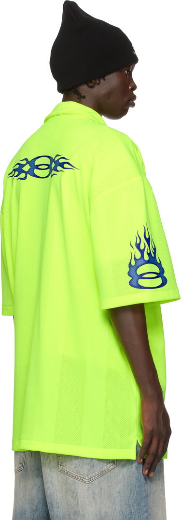 Košeľa Balenciaga Balenciaga Mesh Flames Bowling Shirt Zelené | 795133TQV387204, 2