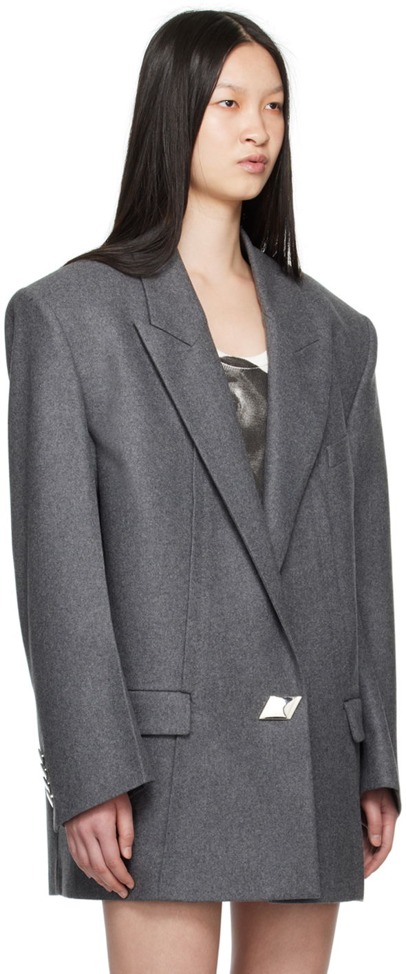 Kabáty The Attico Attico Peaked Lapel Blazer Šedá | 248WCG65 W055, 1