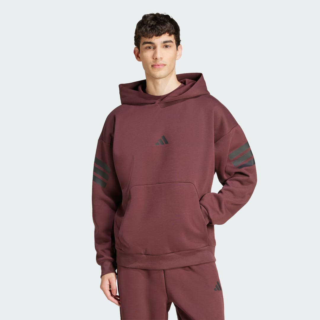 Mikina adidas Performance 3-Stripes Hoodie Vínová | JD4857, 0