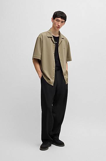 Košeľa BOSS Oversized-Fit Jersey Shirt Zelené | 50539345, 1