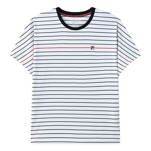 Tričko FILA FILA Stripe Loose Sports Round Neck Short Sleeve T-Shirt Biela | F11W121112F-NV