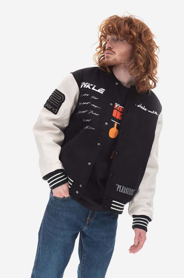 Bomber bunda Pleasures Bomber Jacket Unkle Varsity Čierna | P22U012, 0