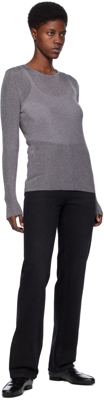 Sveter TOTEME Crewneck Metallic Sweater Šedá | 241-WRT1061-YA0027, 3