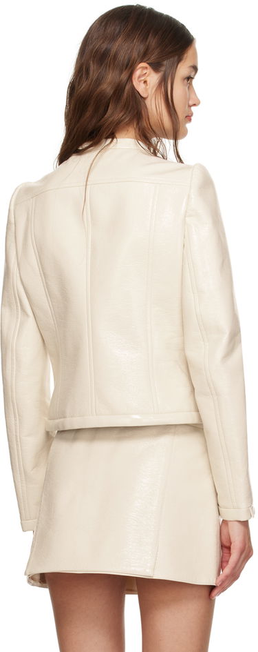 Bunda Courrèges Iconic Cropped Faux Leather Jacket Béžová | 423CBL137VY0014, 2