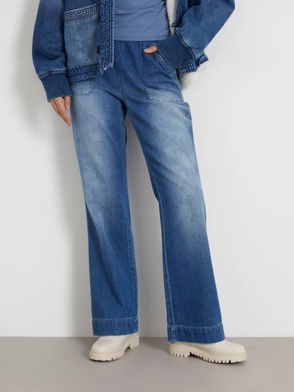 Džínsy GUESS High Rise Wide Leg Denim Pant Navy | W3BA1BD58L0, 0